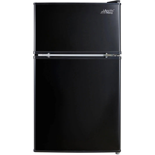 3.2 Cu Ft Two Door Mini Fridge with Freezer, Black, E-Star, ARM32D5ABB
